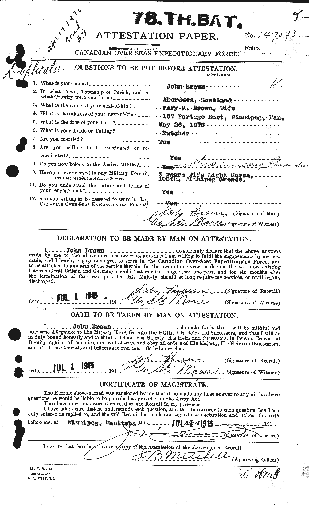 Personnel Records of the First World War - CEF 263919a