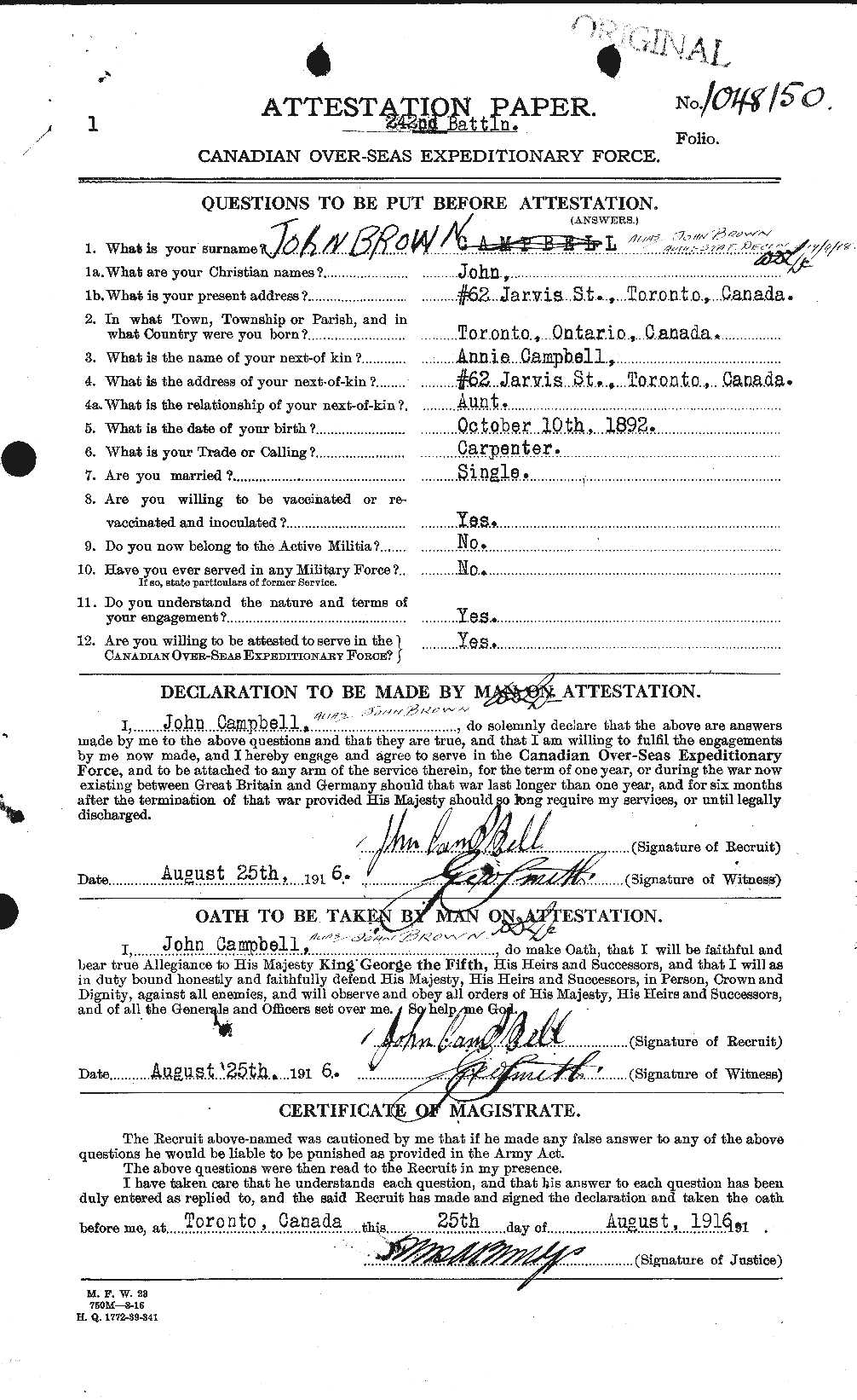 Personnel Records of the First World War - CEF 263925a