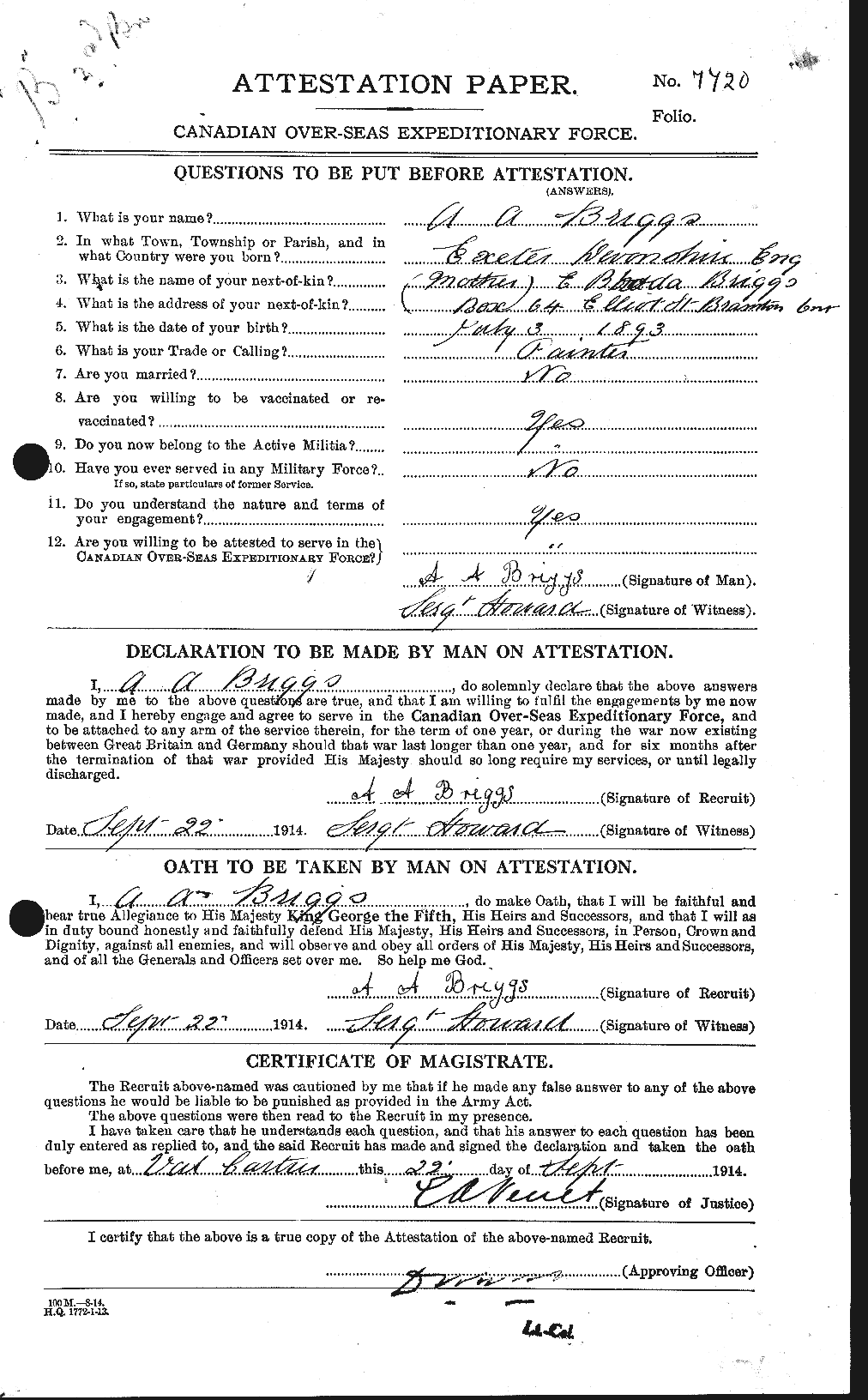 Personnel Records of the First World War - CEF 263951a