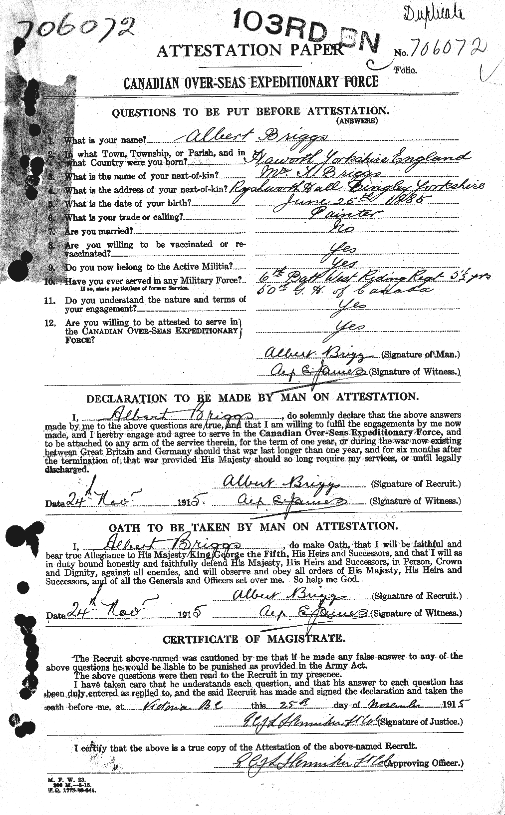 Personnel Records of the First World War - CEF 263952a