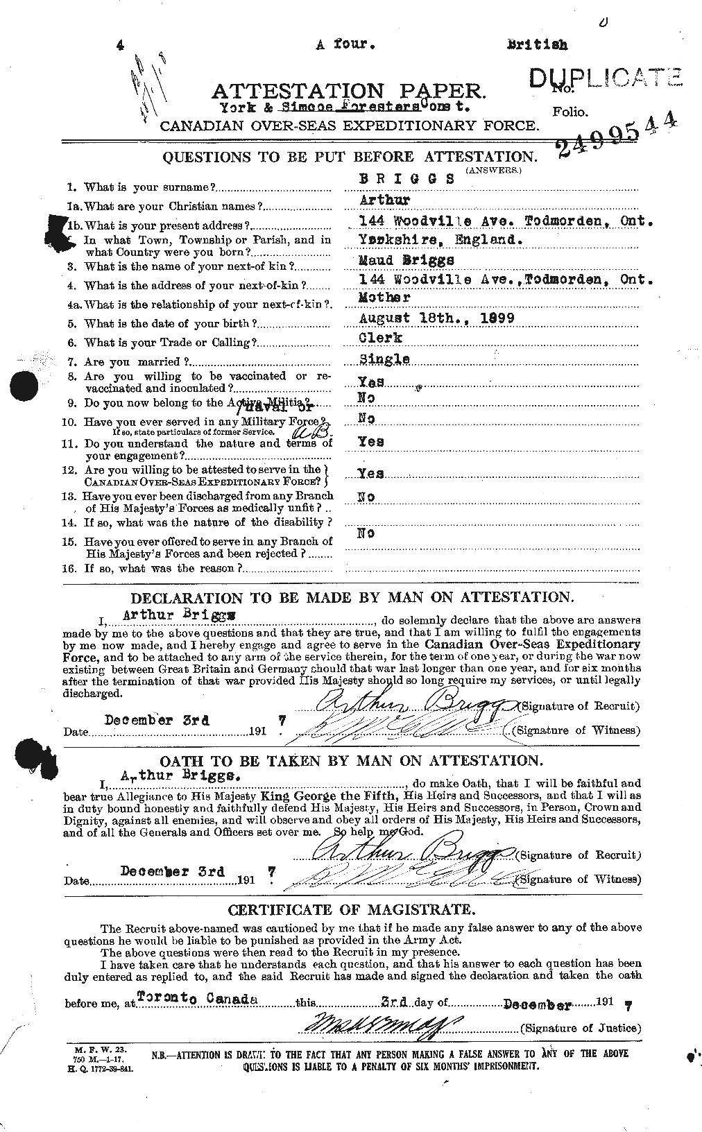 Personnel Records of the First World War - CEF 263967a
