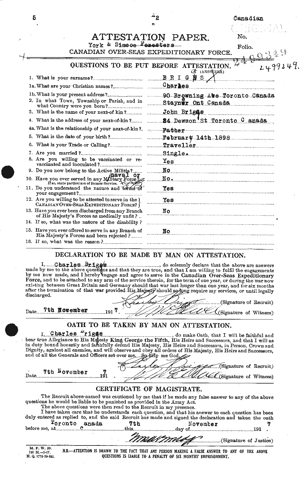 Personnel Records of the First World War - CEF 263977a