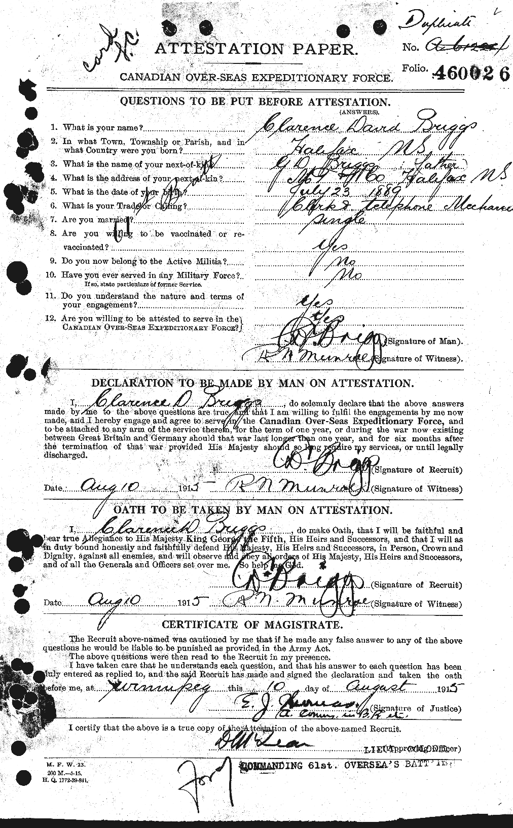 Personnel Records of the First World War - CEF 263983a