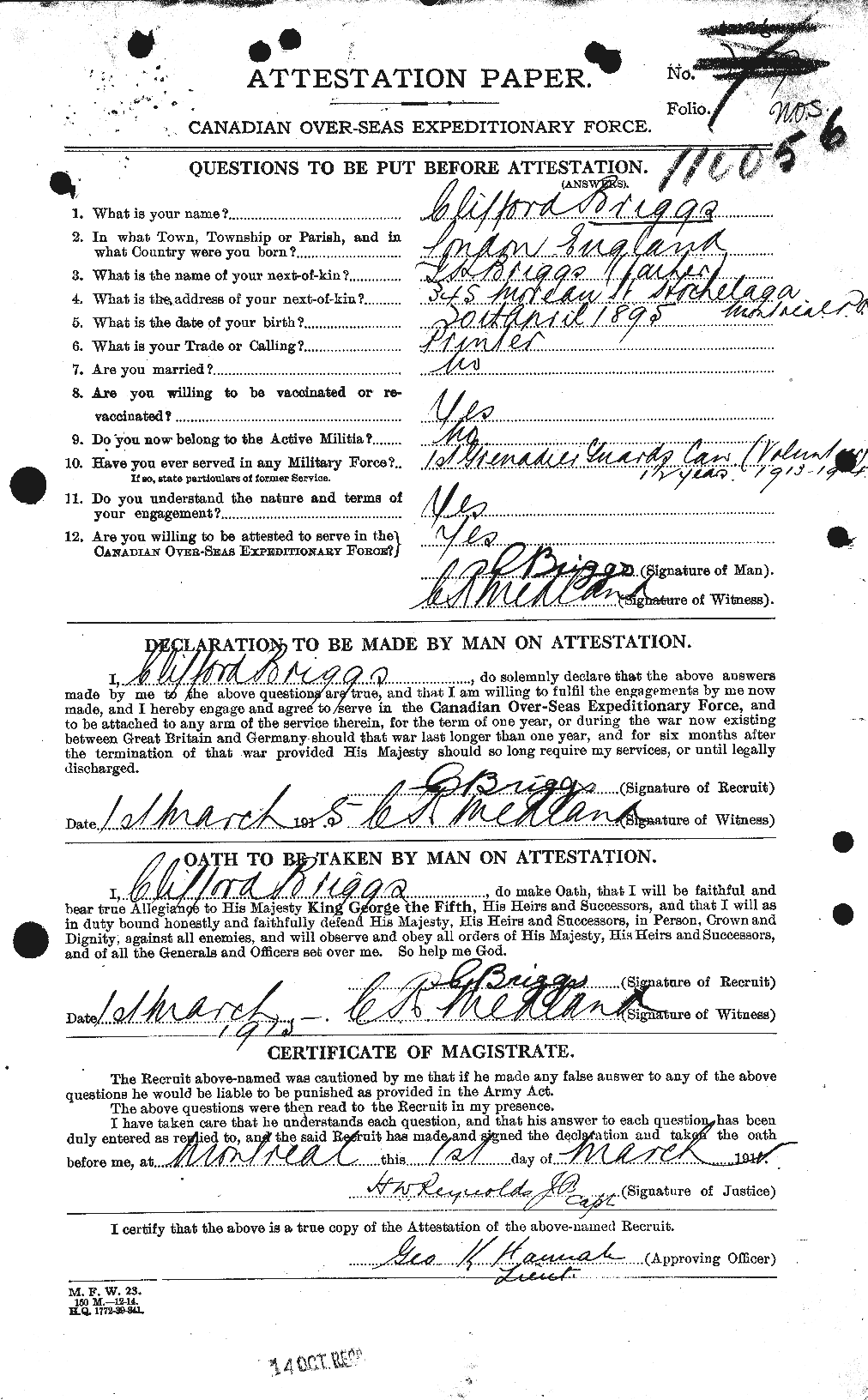 Personnel Records of the First World War - CEF 263986a
