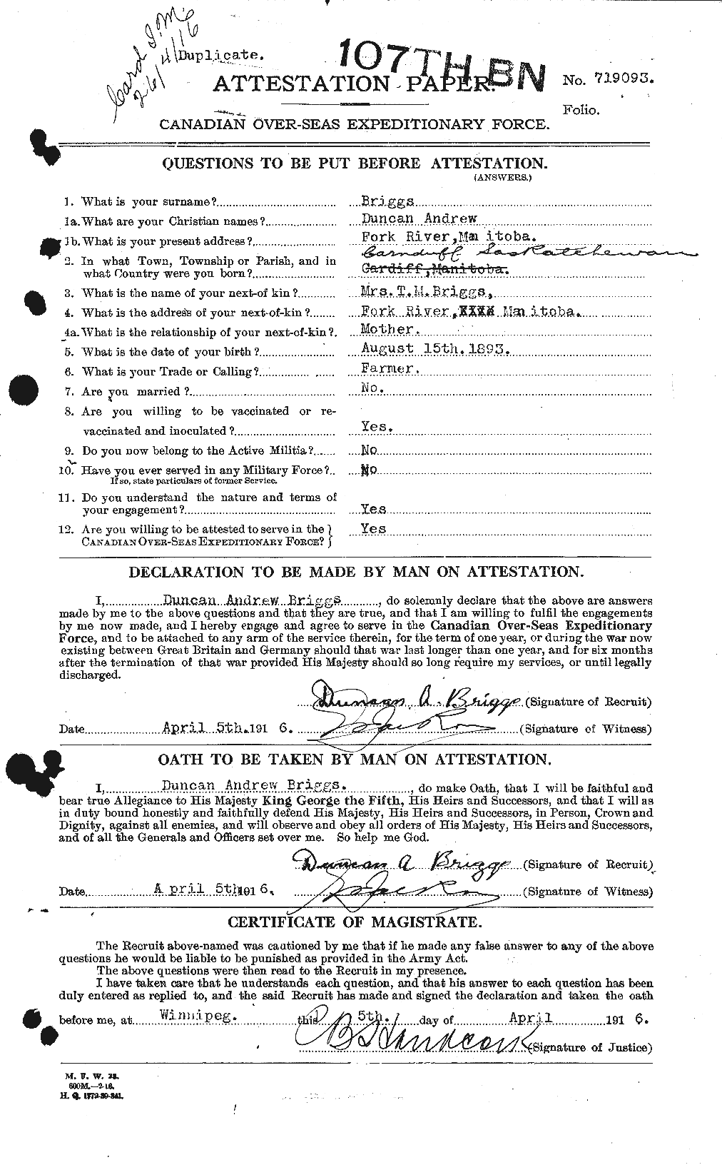 Personnel Records of the First World War - CEF 263993a