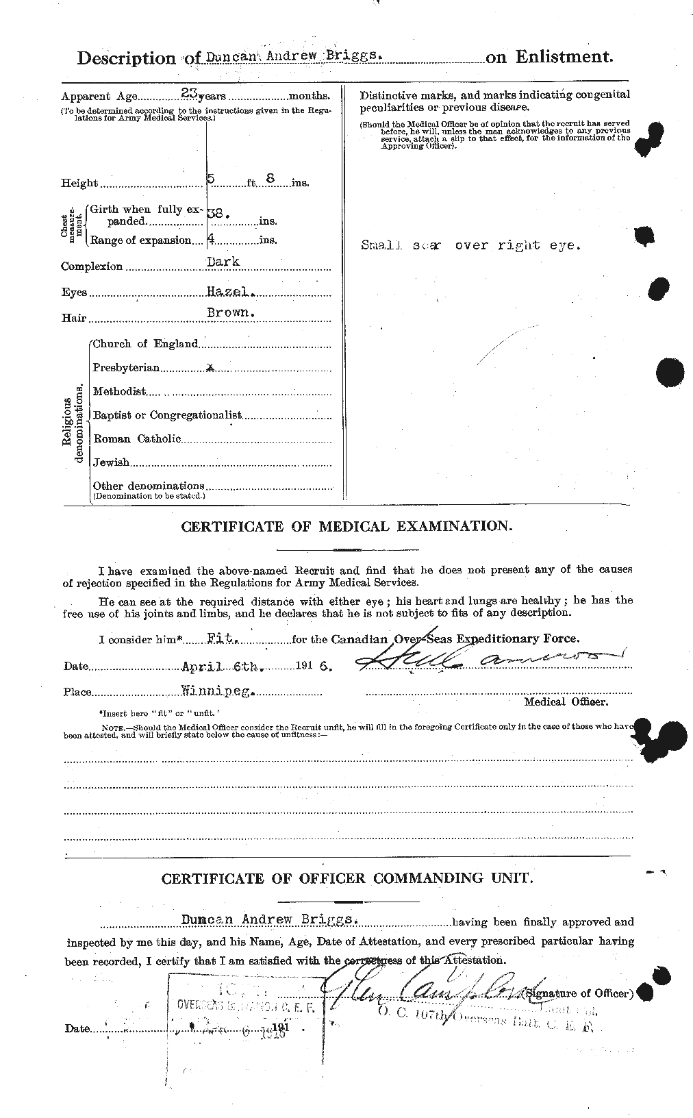 Personnel Records of the First World War - CEF 263993b