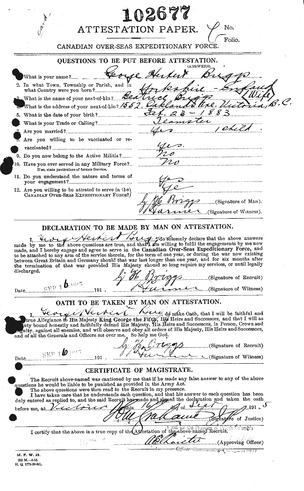 Personnel Records of the First World War - CEF 264016a