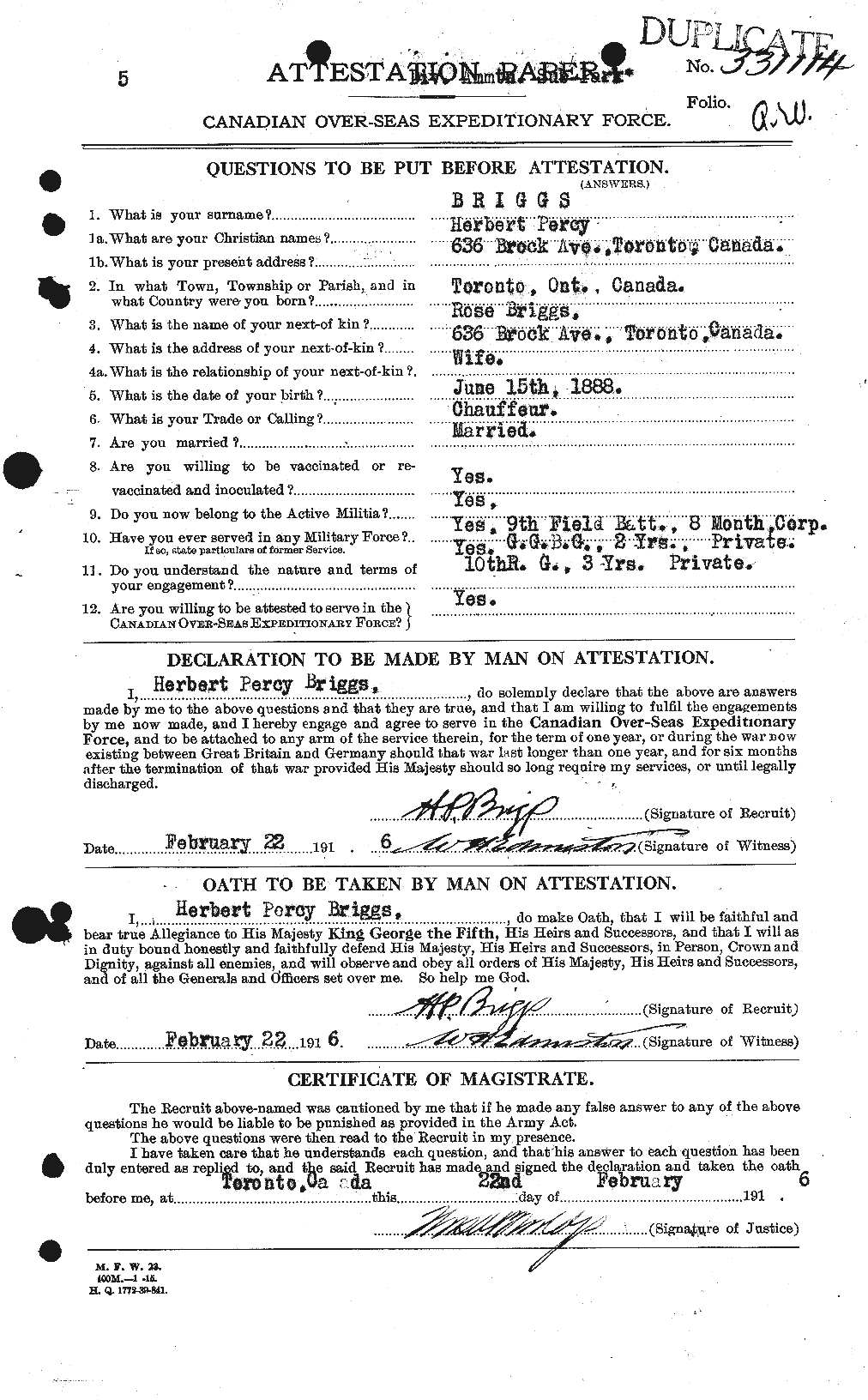 Personnel Records of the First World War - CEF 264033a