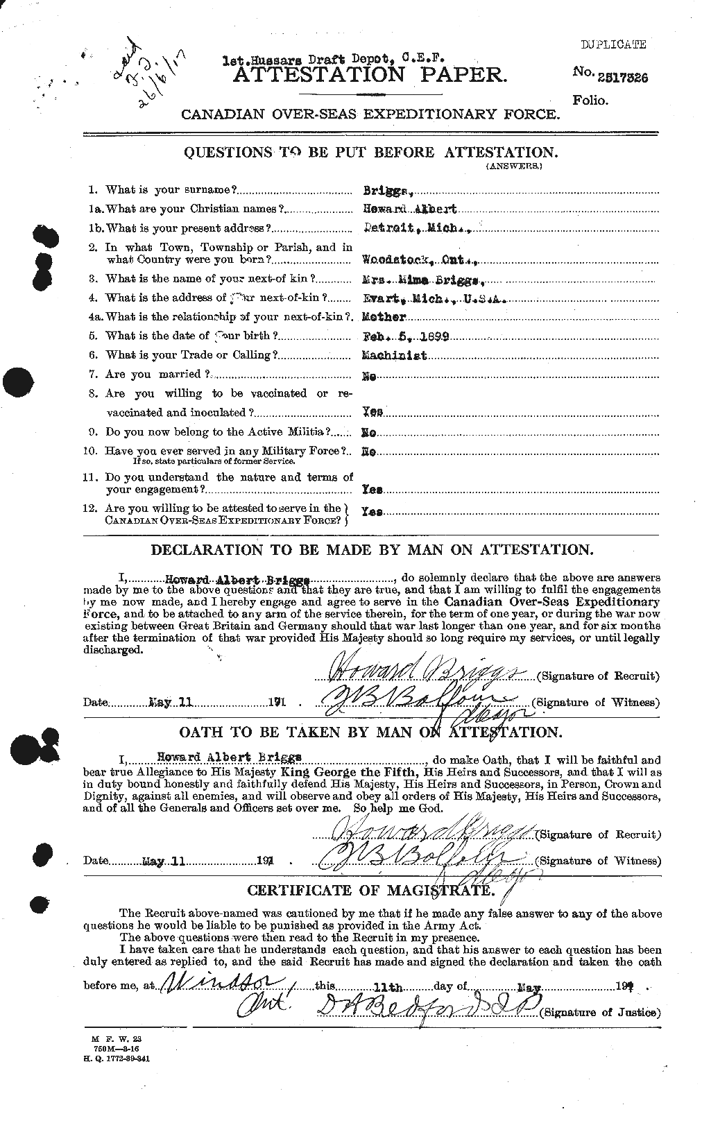 Personnel Records of the First World War - CEF 264034a