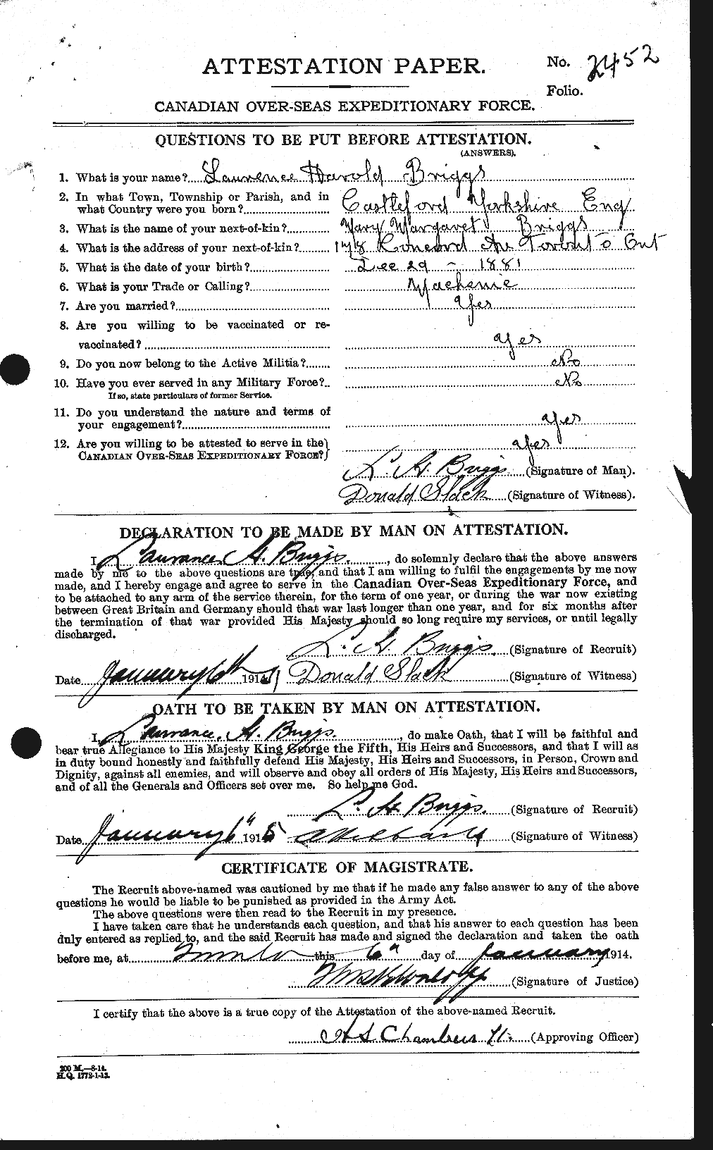 Personnel Records of the First World War - CEF 264070a