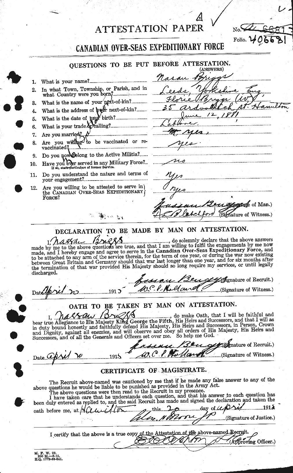 Personnel Records of the First World War - CEF 264077a