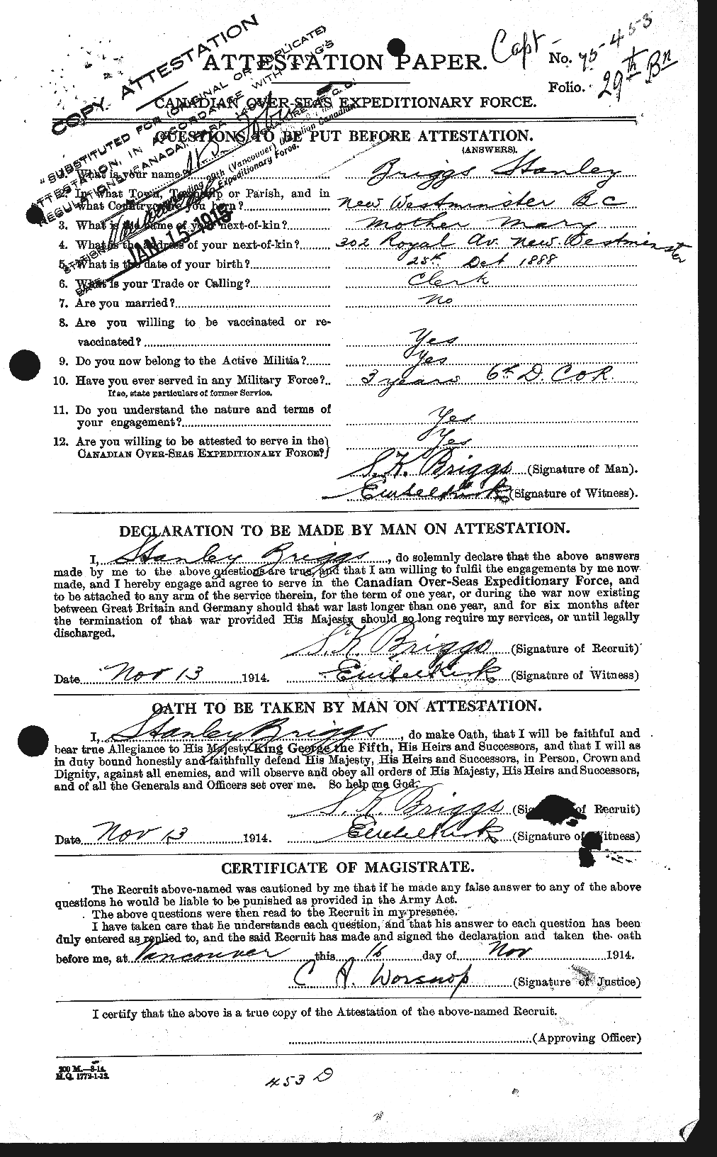 Personnel Records of the First World War - CEF 264096a