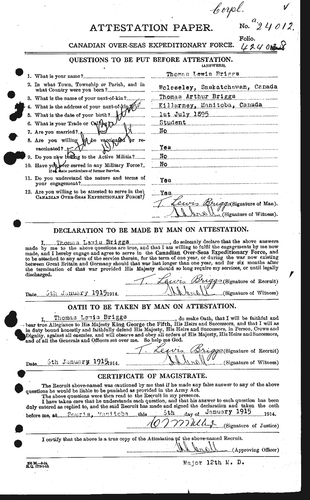 Personnel Records of the First World War - CEF 264105a