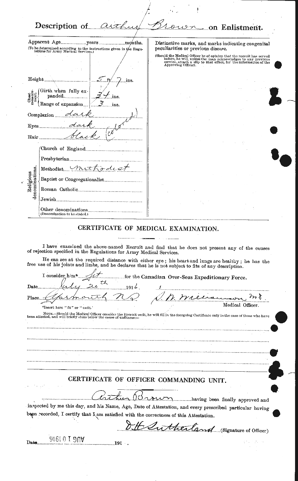 Dossiers du Personnel de la Première Guerre mondiale - CEC 264196b