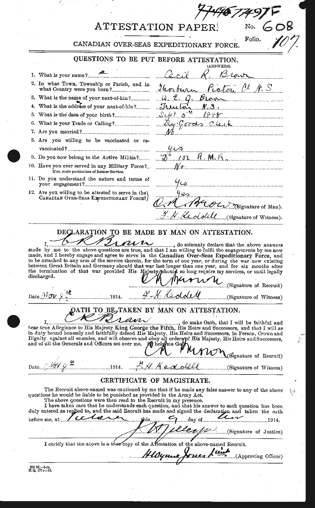 Personnel Records of the First World War - CEF 264327a