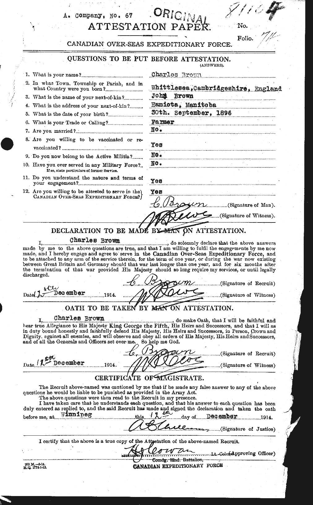 Personnel Records of the First World War - CEF 264363a