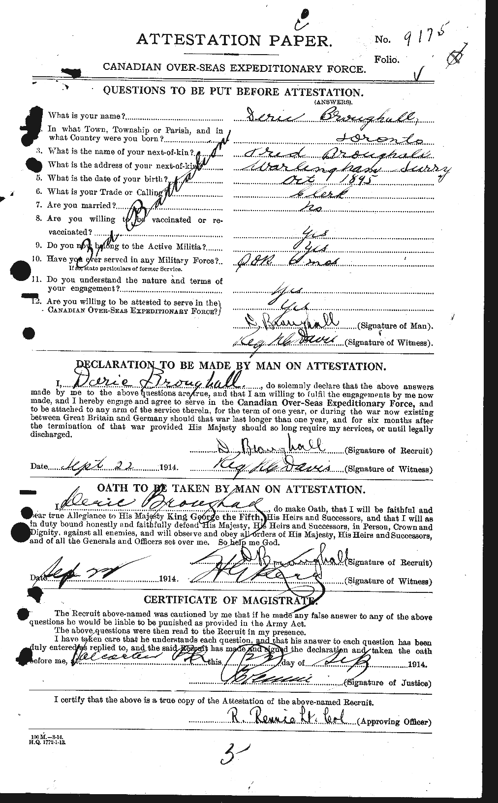 Personnel Records of the First World War - CEF 264498a