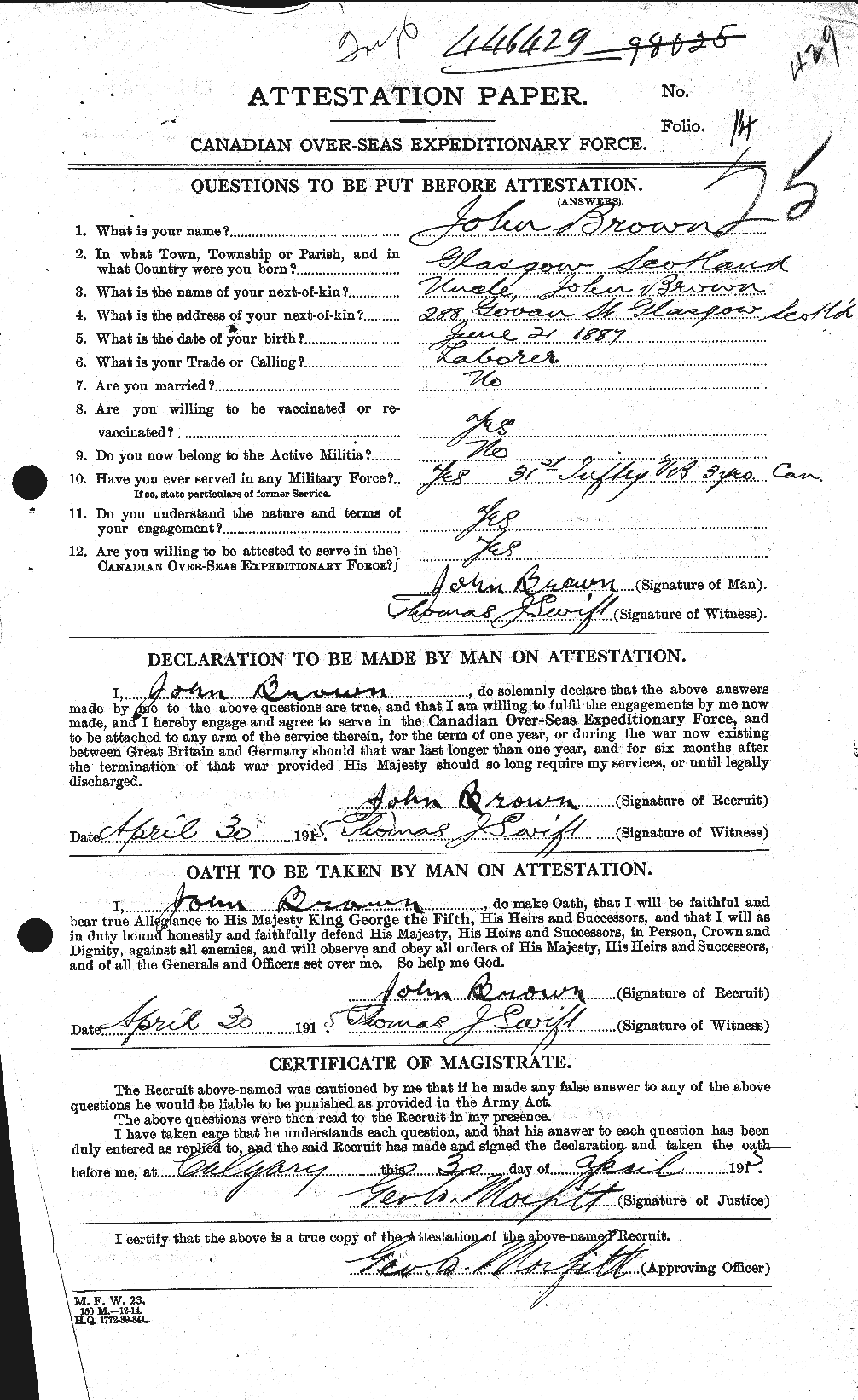 Personnel Records of the First World War - CEF 264537a