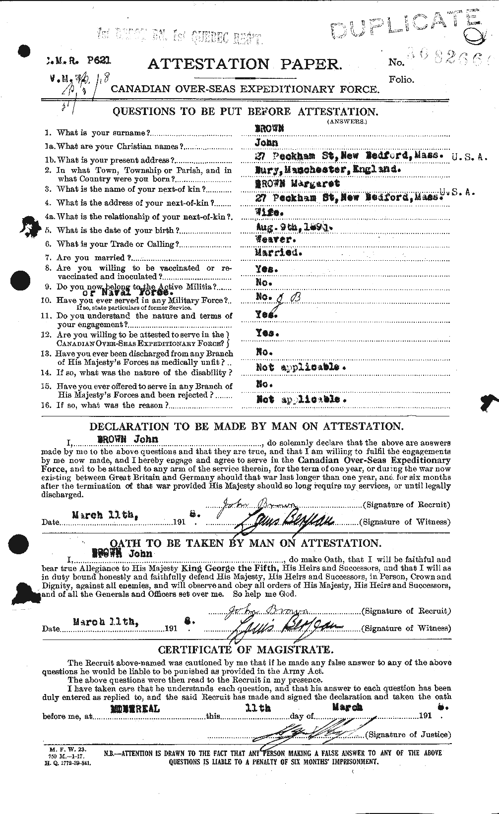Personnel Records of the First World War - CEF 264554a