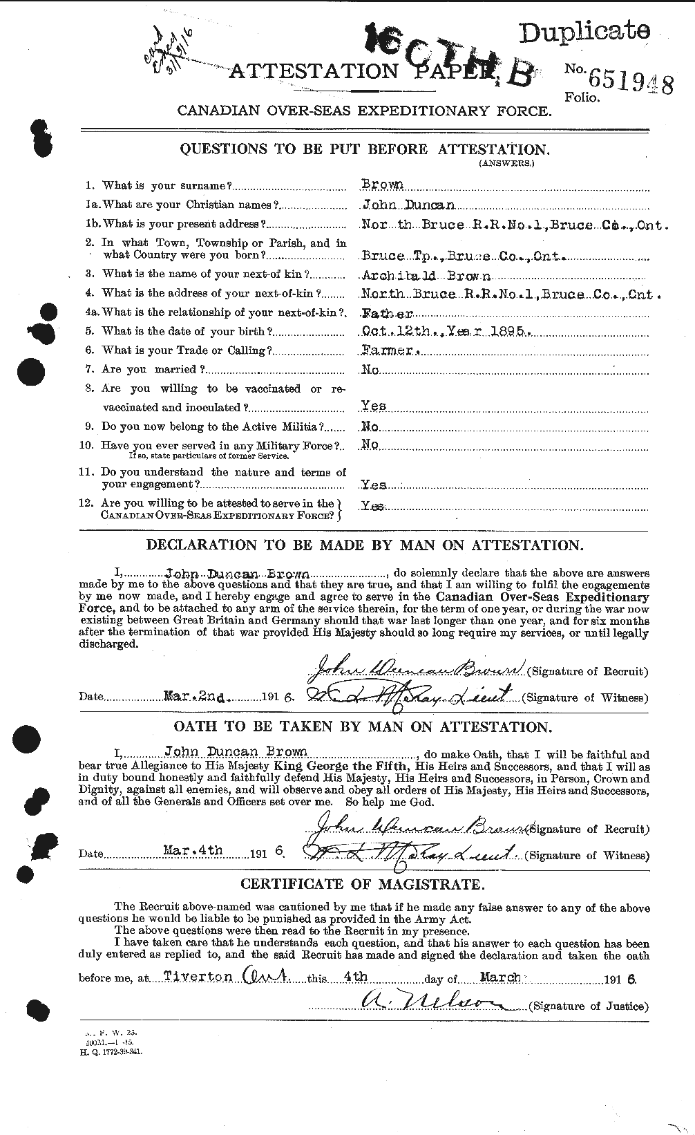 Personnel Records of the First World War - CEF 264587a