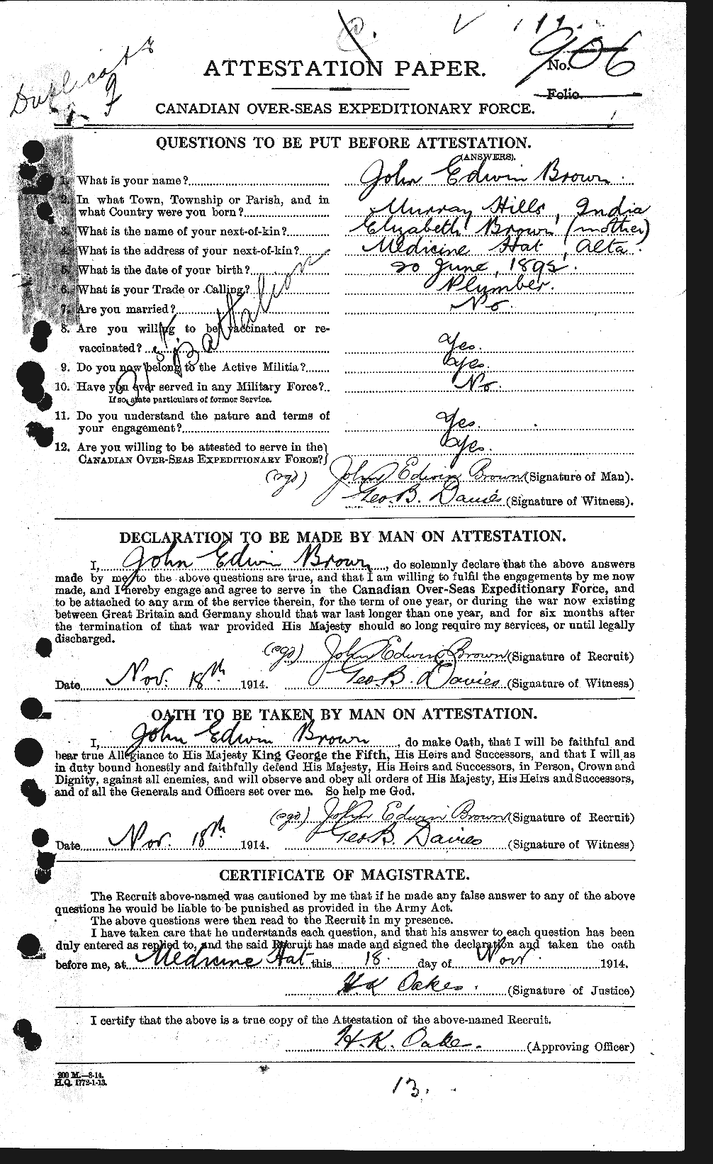 Personnel Records of the First World War - CEF 264591a