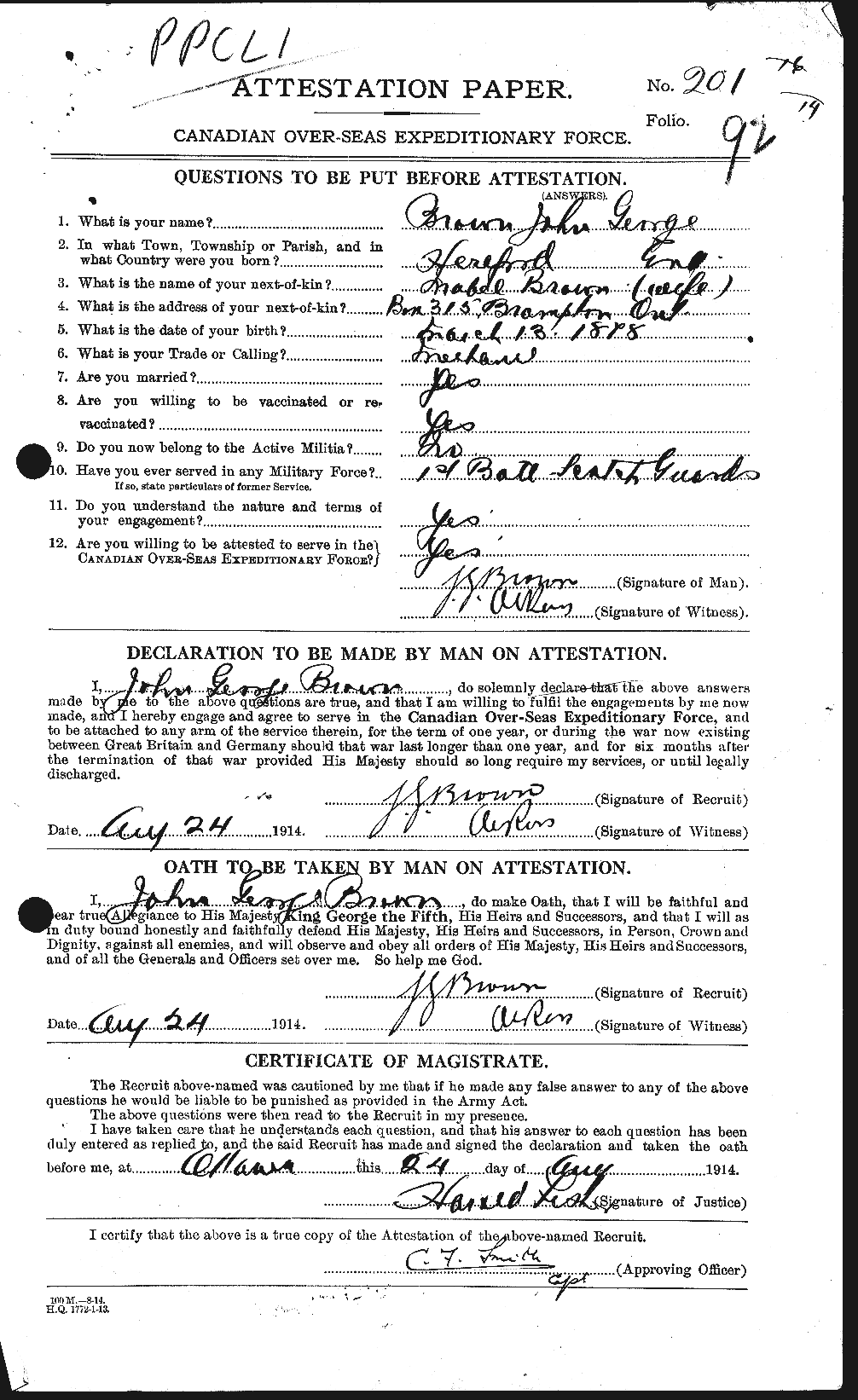 Personnel Records of the First World War - CEF 264601a