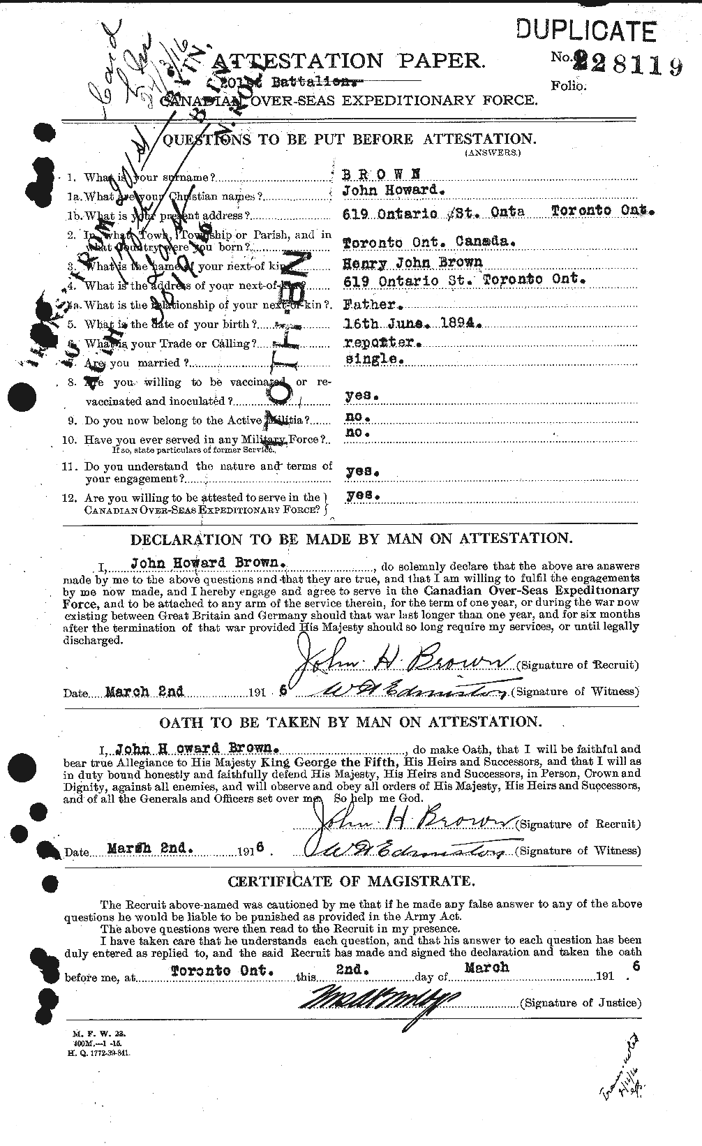 Personnel Records of the First World War - CEF 264625a