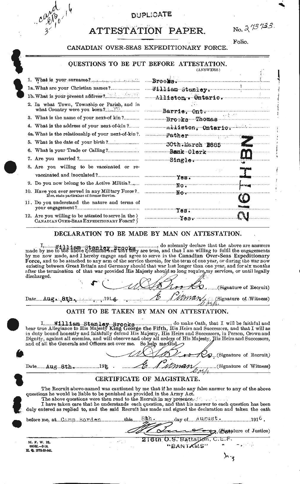 Personnel Records of the First World War - CEF 264764a