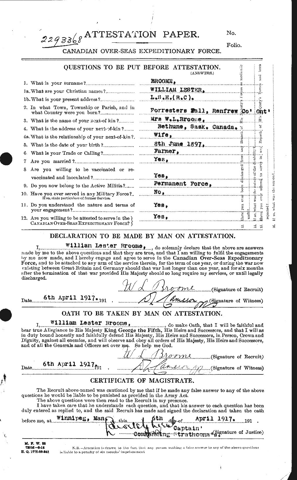 Personnel Records of the First World War - CEF 264815a