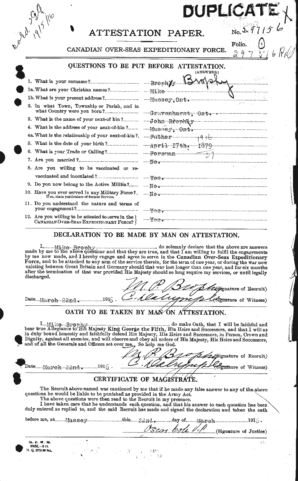 Personnel Records of the First World War - CEF 264875a