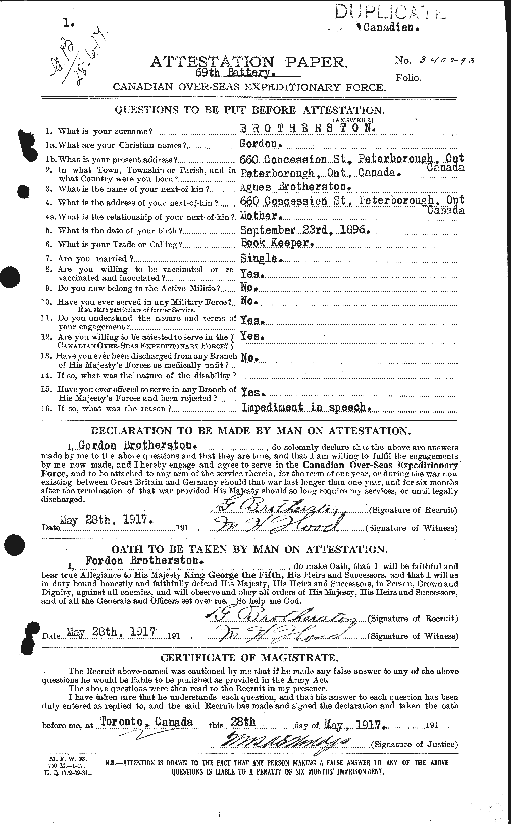 Personnel Records of the First World War - CEF 264982a