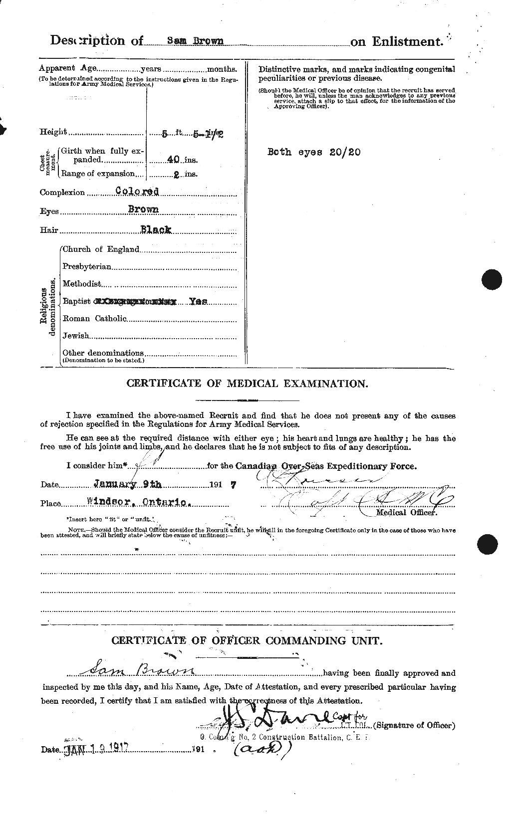 Dossiers du Personnel de la Première Guerre mondiale - CEC 265333b