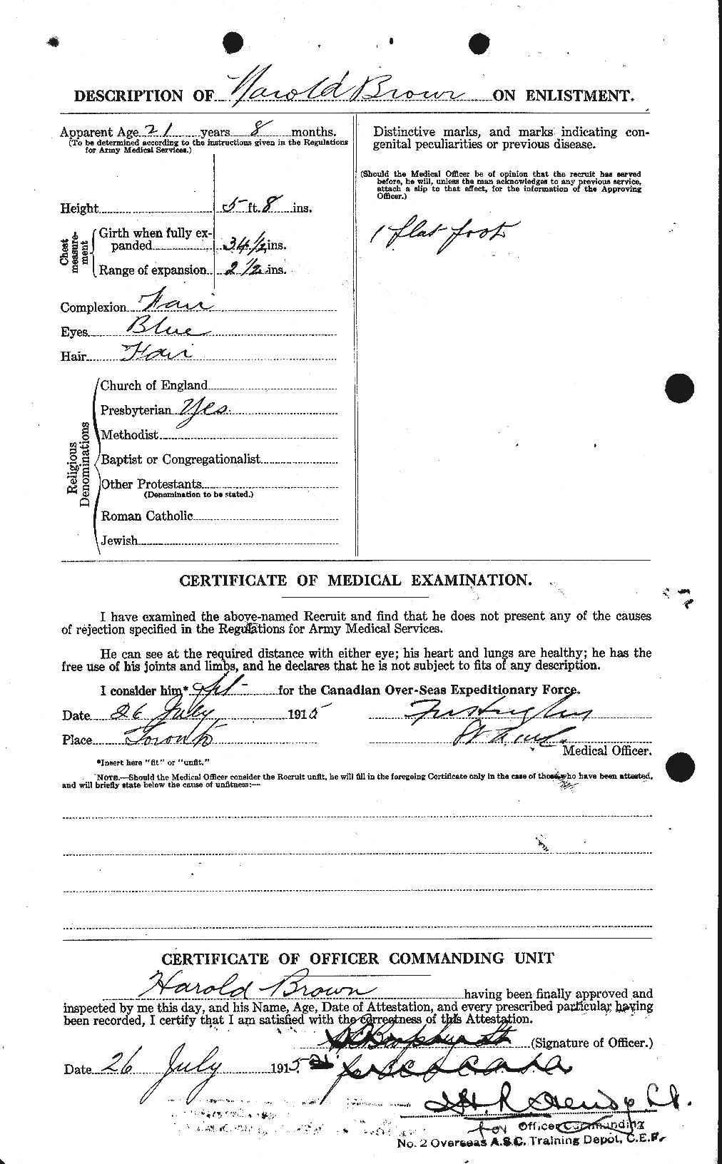 Dossiers du Personnel de la Première Guerre mondiale - CEC 265337b