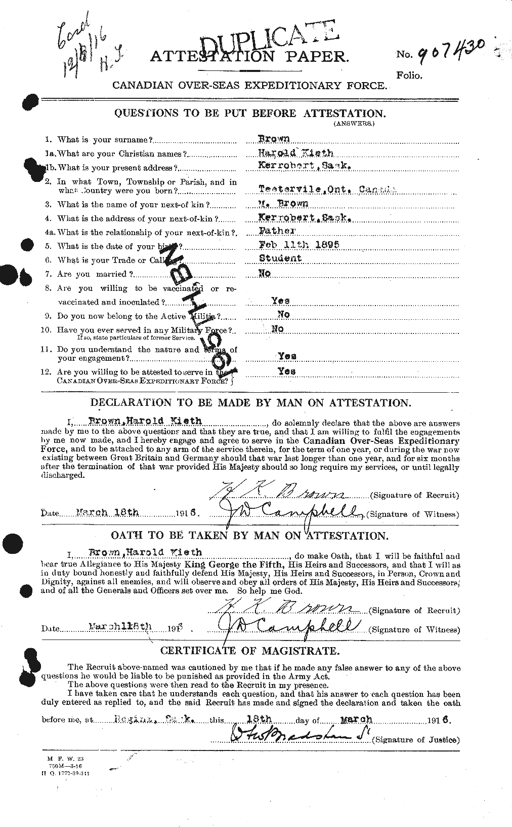 Personnel Records of the First World War - CEF 265366a