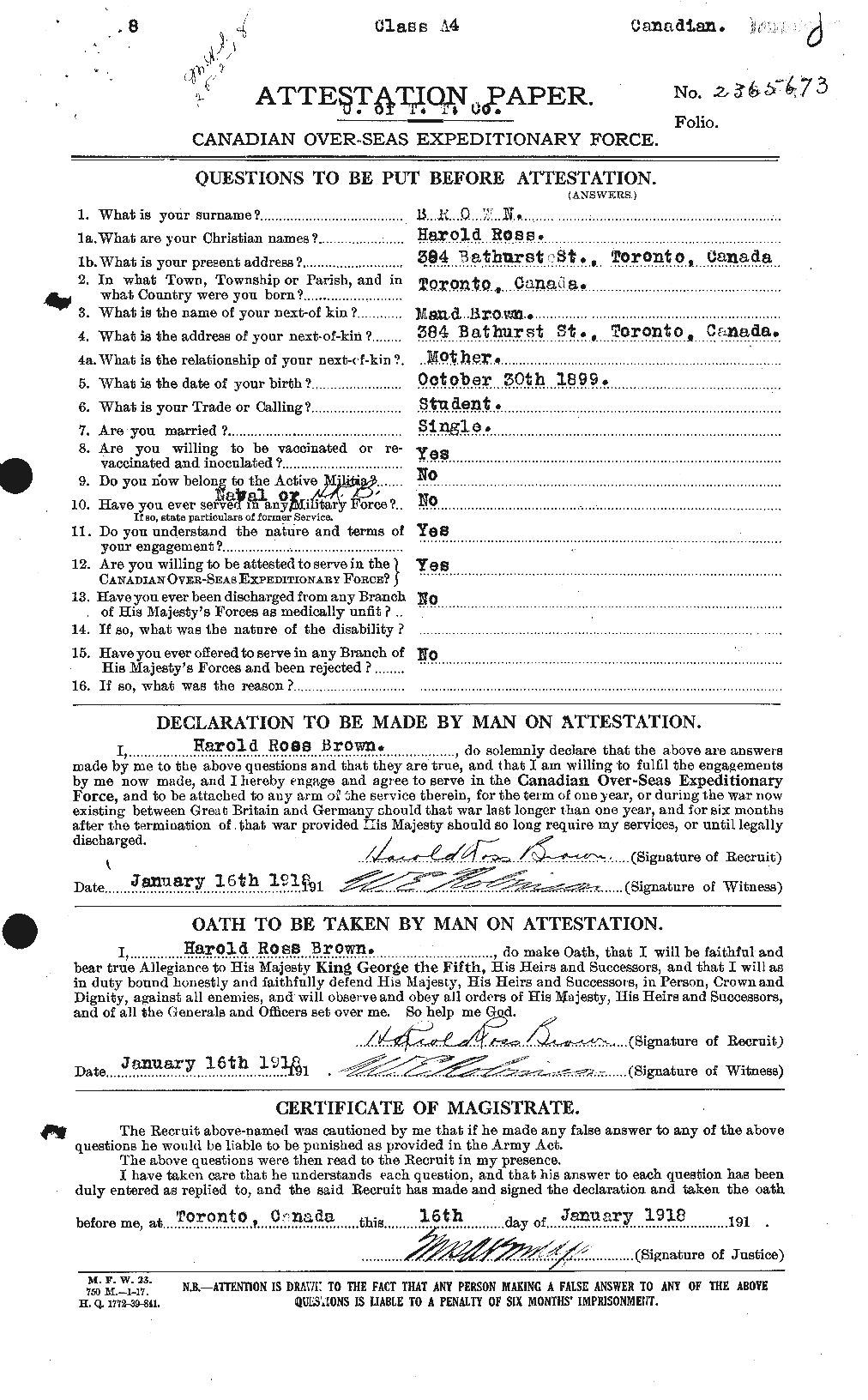 Personnel Records of the First World War - CEF 265372a