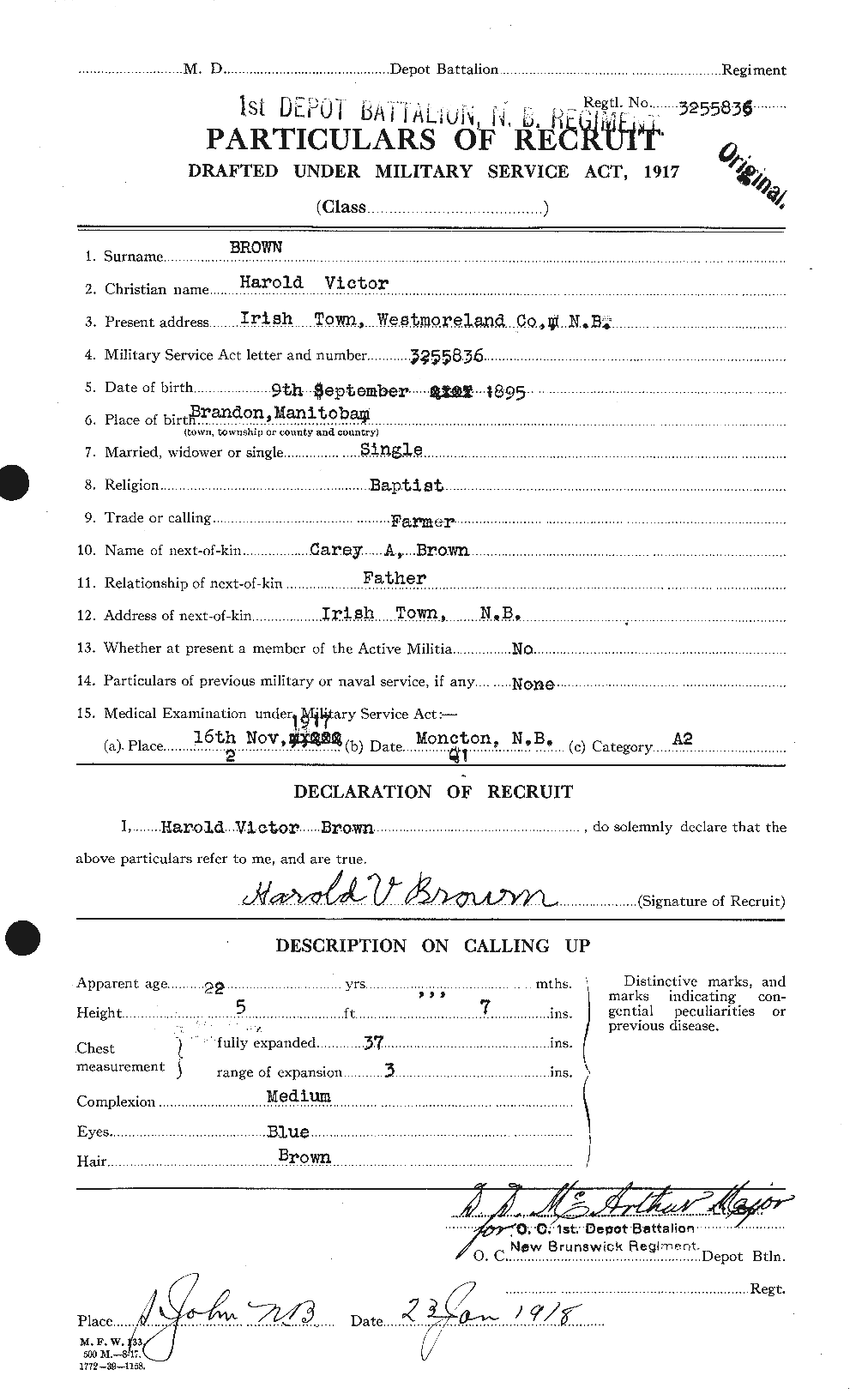 Dossiers du Personnel de la Première Guerre mondiale - CEC 265374a