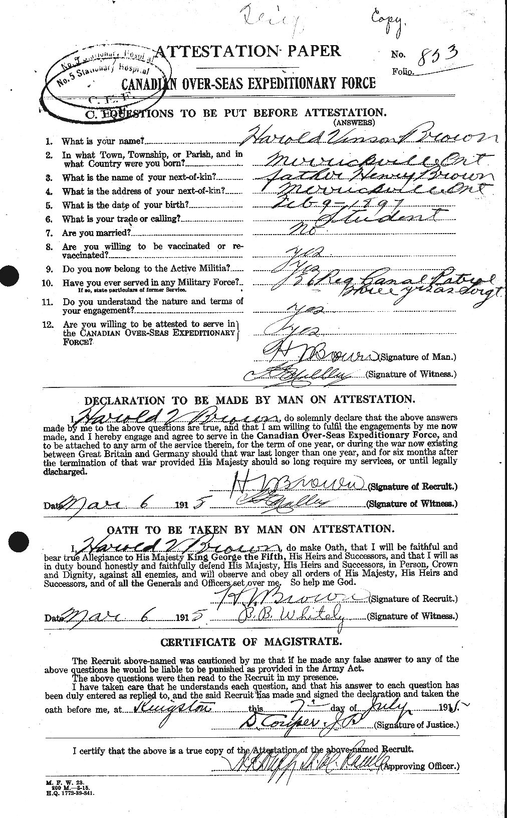 Personnel Records of the First World War - CEF 265376a