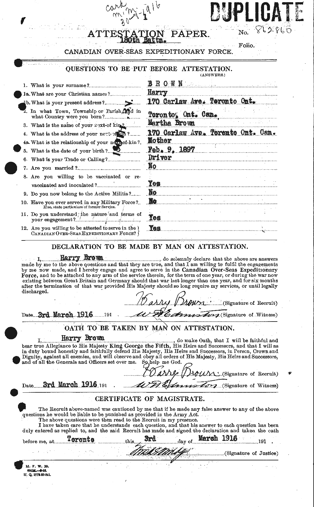 Personnel Records of the First World War - CEF 265386a