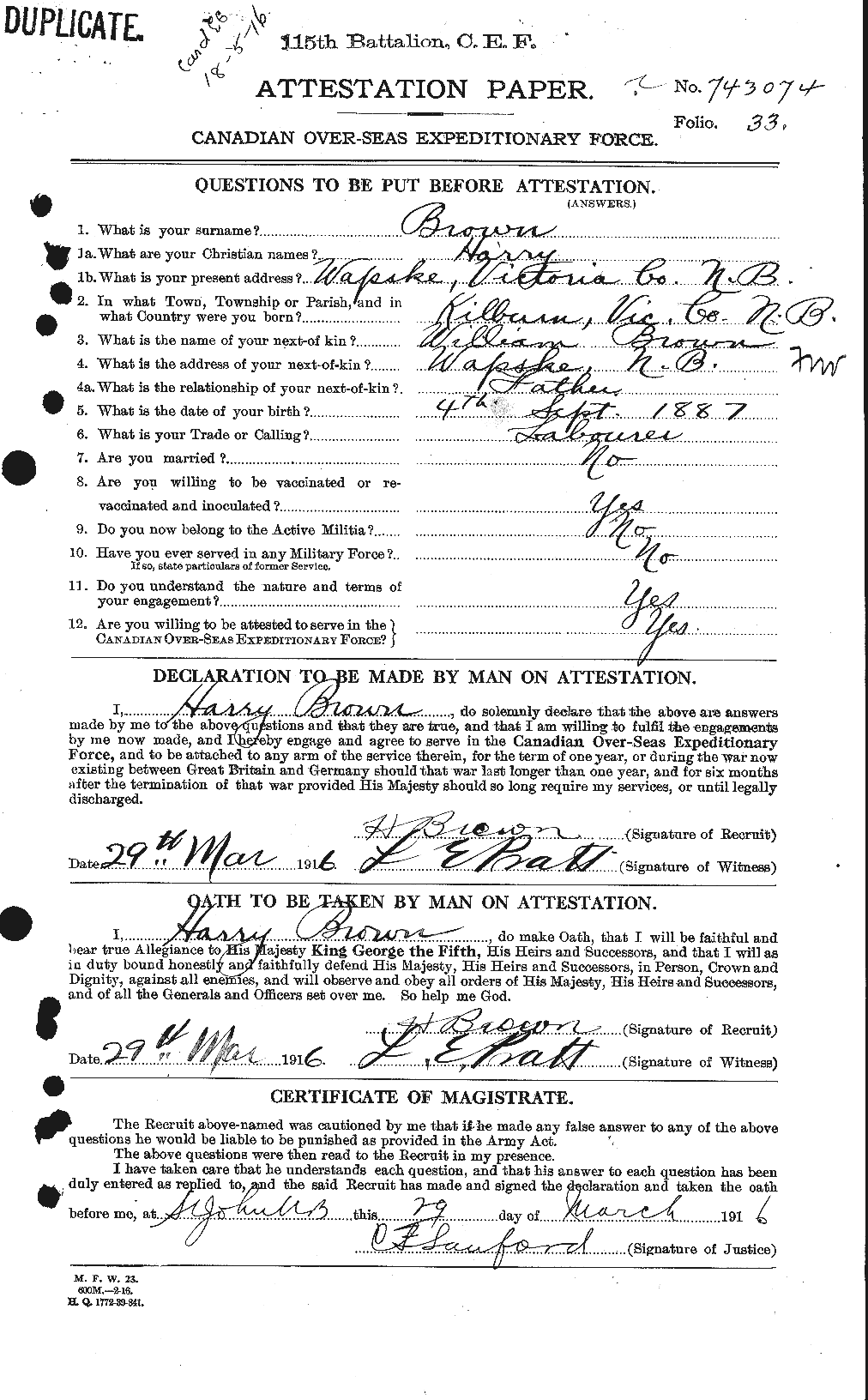 Personnel Records of the First World War - CEF 265392a