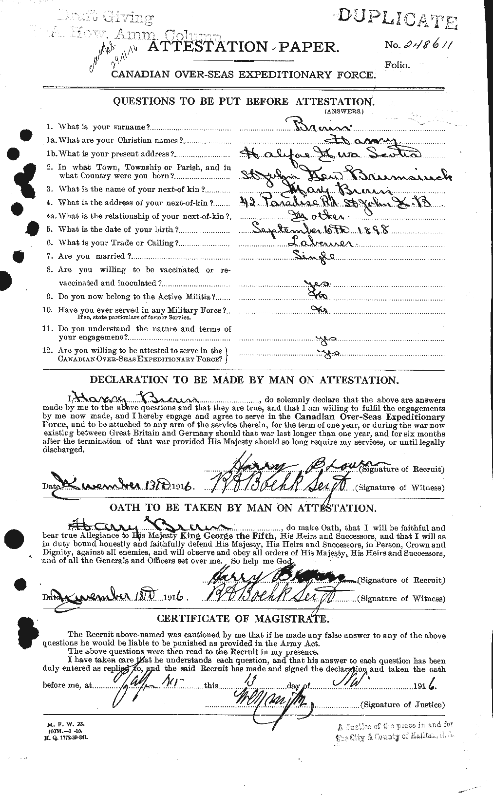 Personnel Records of the First World War - CEF 265394a