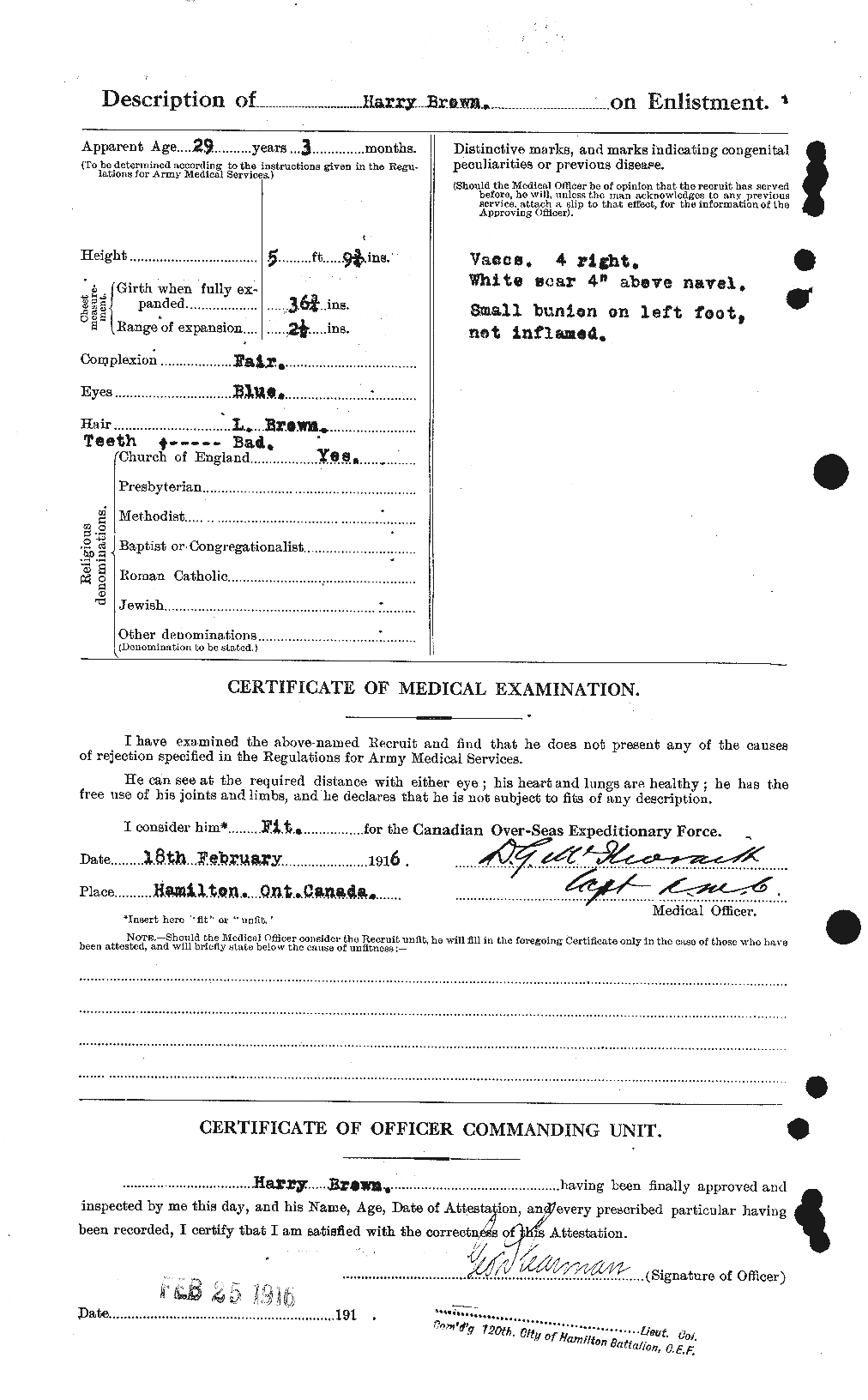 Dossiers du Personnel de la Première Guerre mondiale - CEC 265396b