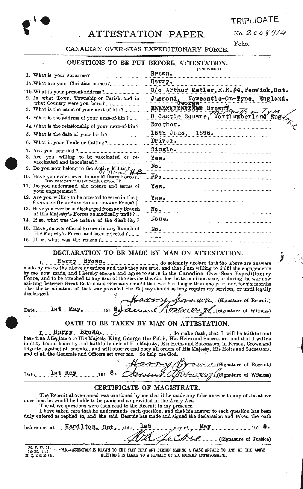 Personnel Records of the First World War - CEF 265398a