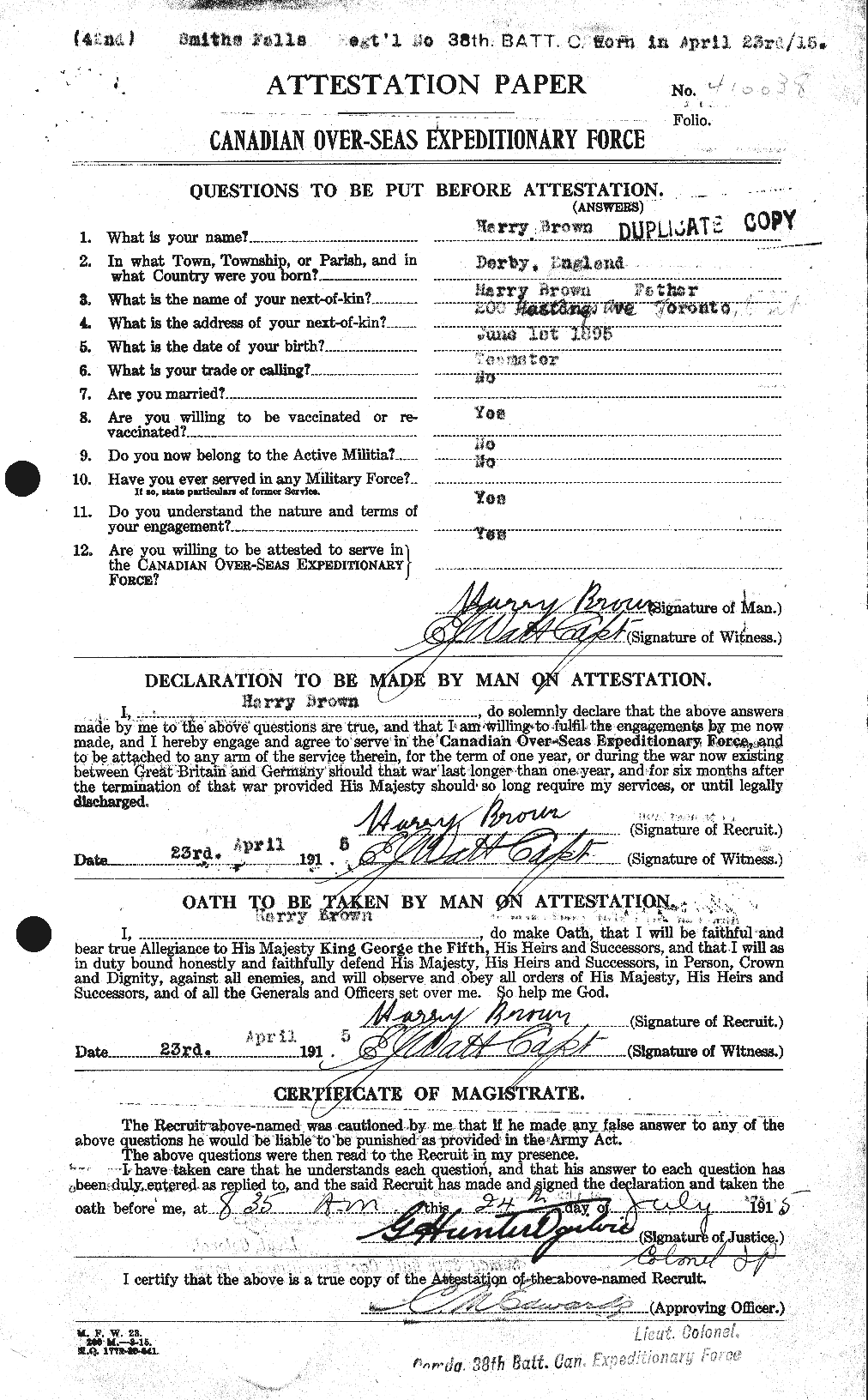 Personnel Records of the First World War - CEF 265428a