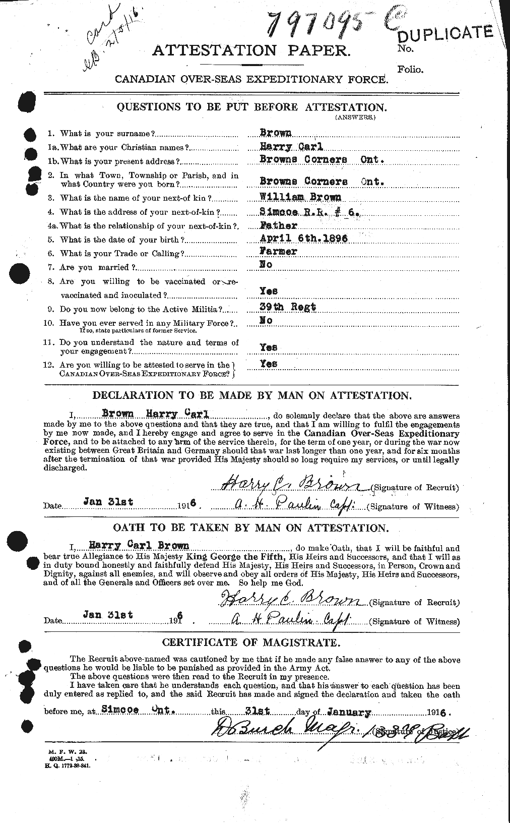 Personnel Records of the First World War - CEF 265445a