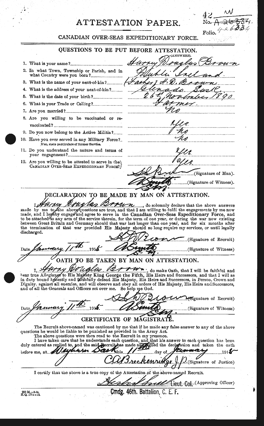 Personnel Records of the First World War - CEF 265450a