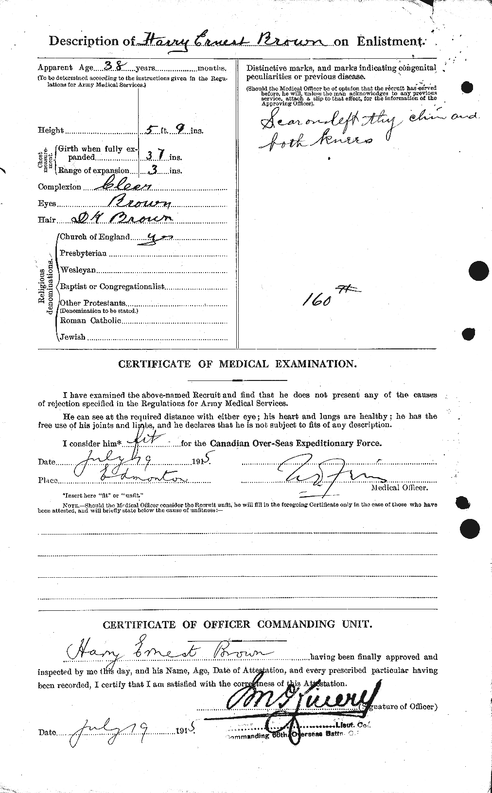 Dossiers du Personnel de la Première Guerre mondiale - CEC 265453b