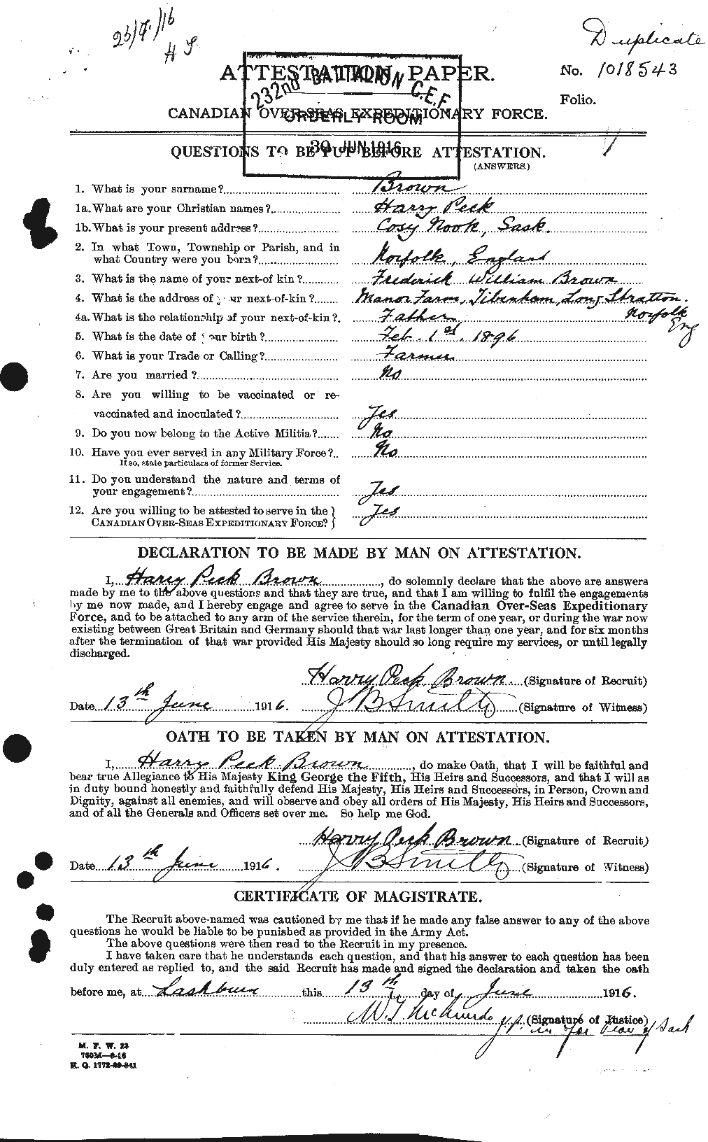 Personnel Records of the First World War - CEF 265465a