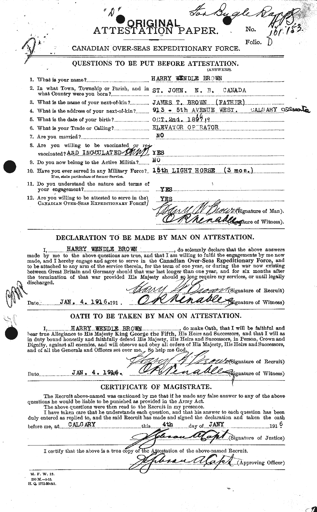 Personnel Records of the First World War - CEF 265480a