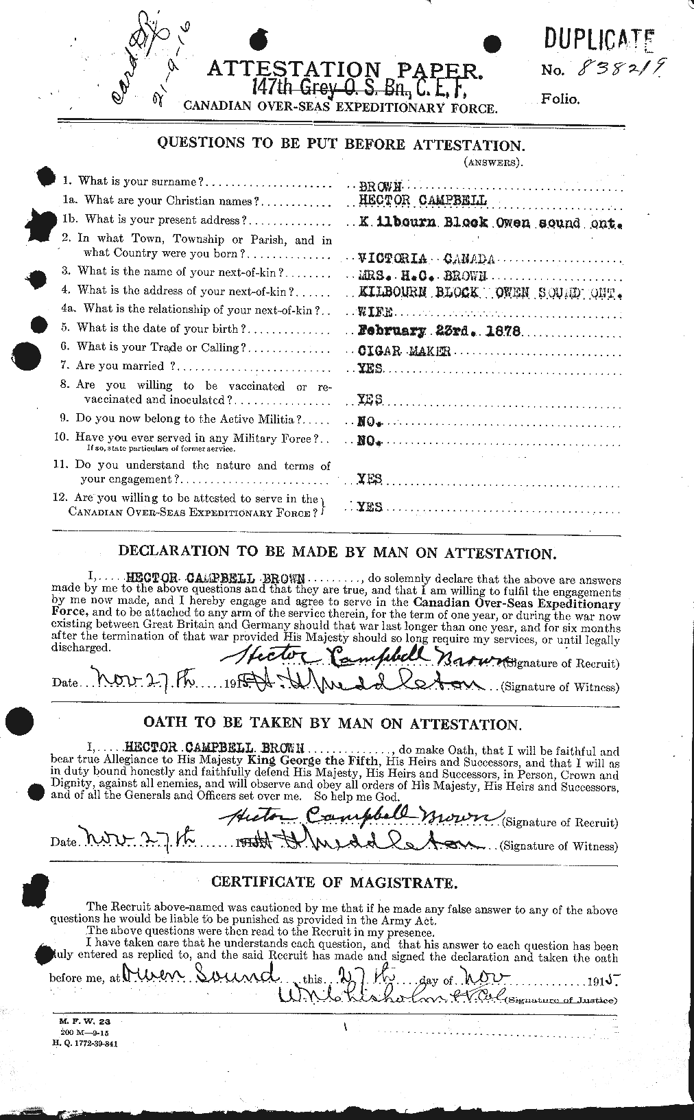 Personnel Records of the First World War - CEF 265497a