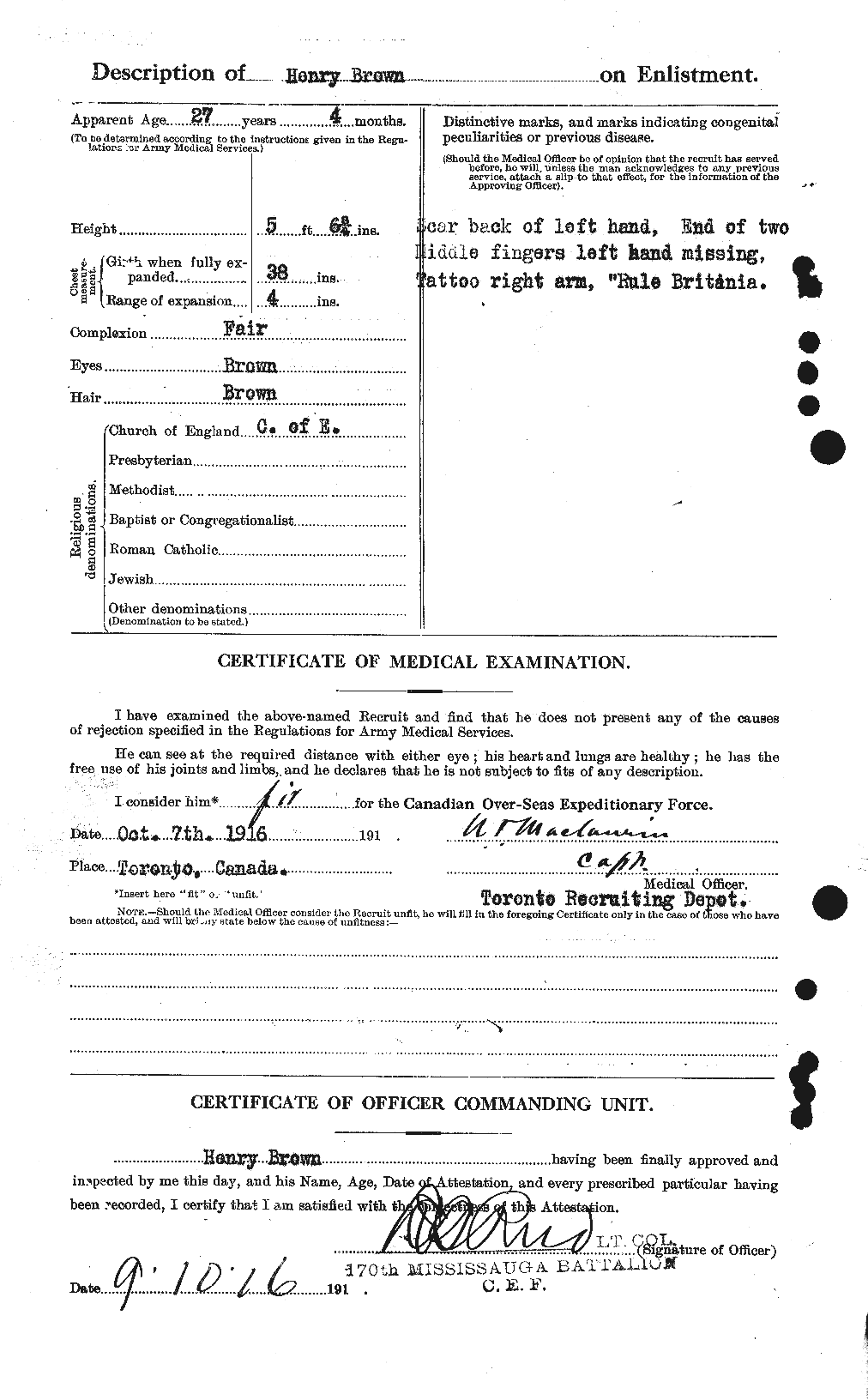 Dossiers du Personnel de la Première Guerre mondiale - CEC 265502b